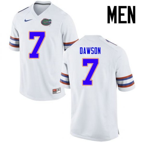 Men's Florida Gators #7 Duke Dawson NCAA Nike White Authentic Stitched College Football Jersey OOM2062HT